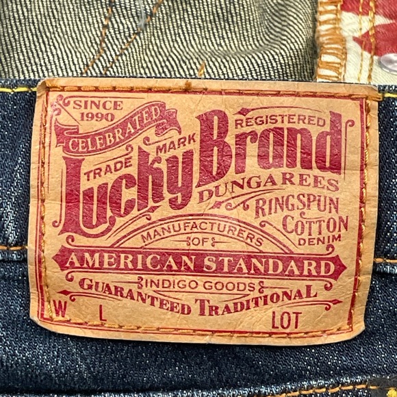 Lucky Brand Jeans Women 12/31 Blue Bootcut Long Inseam Dark Wash Denim Dungarees - Picture 4 of 11